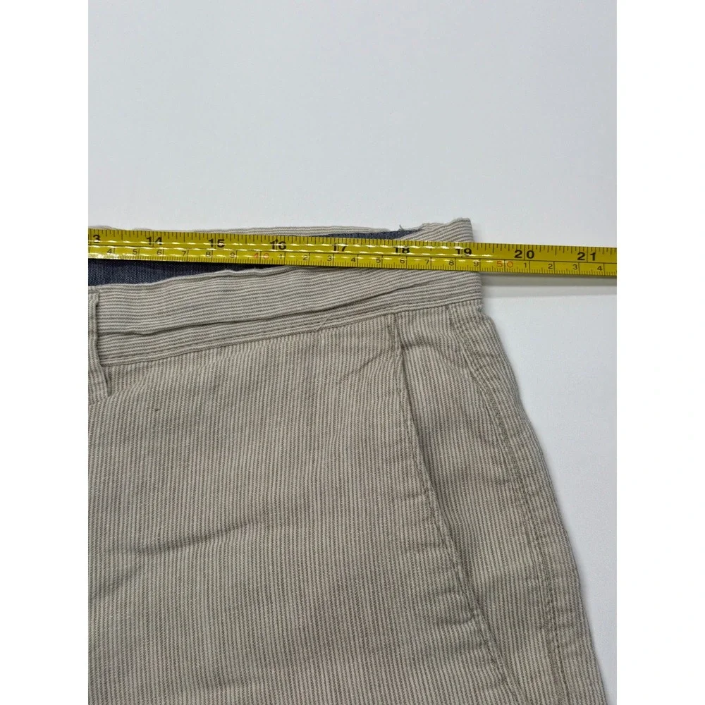 Banana Republic‎ Mens 38 Linen Cotton Striped Shorts Beige White Summer Chino